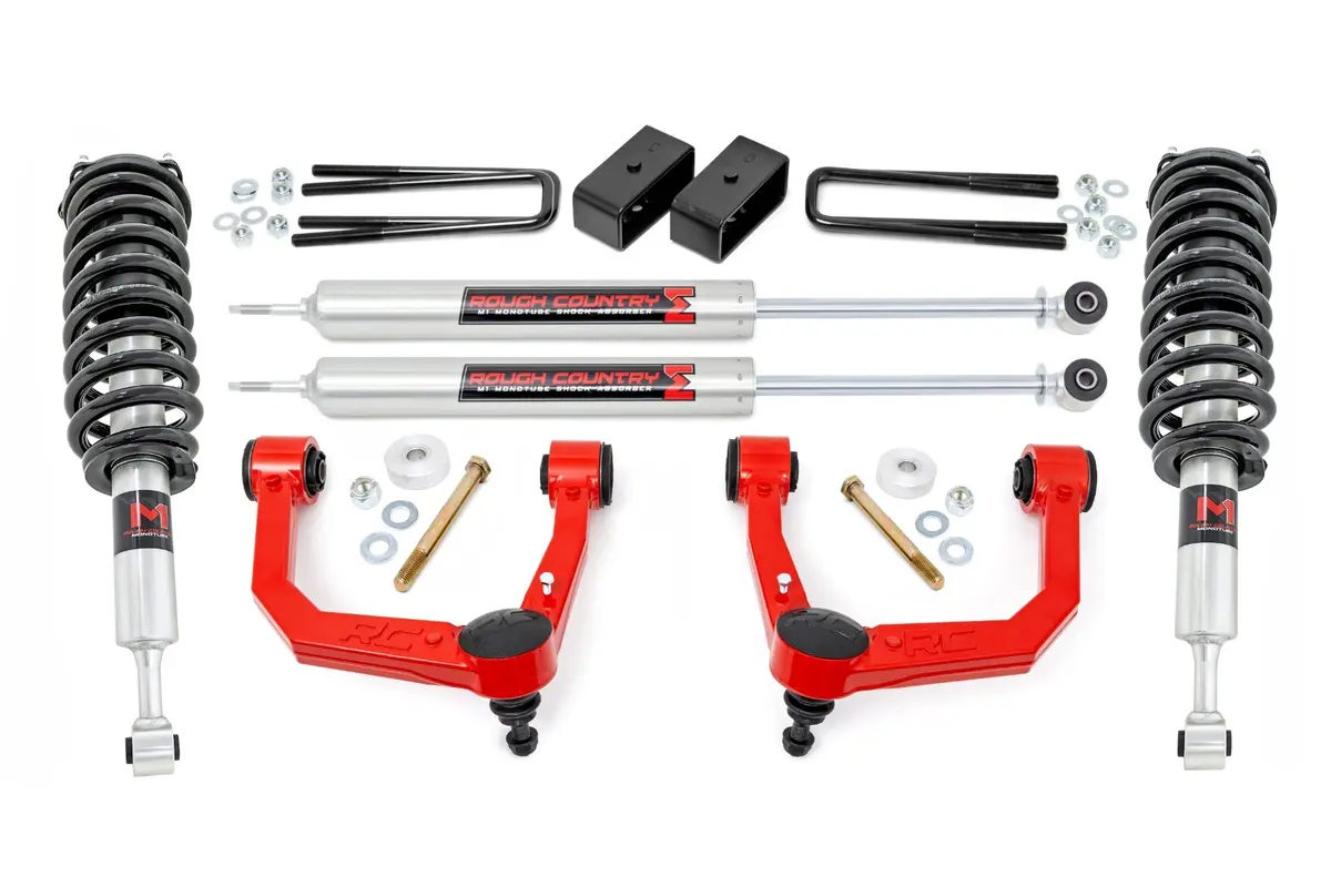 74240Red  -  3.5 Inch Lift Kit - Red Uca - M1 Struts - Toyota Tacoma 2Wd/4Wd (2005-2023) 1