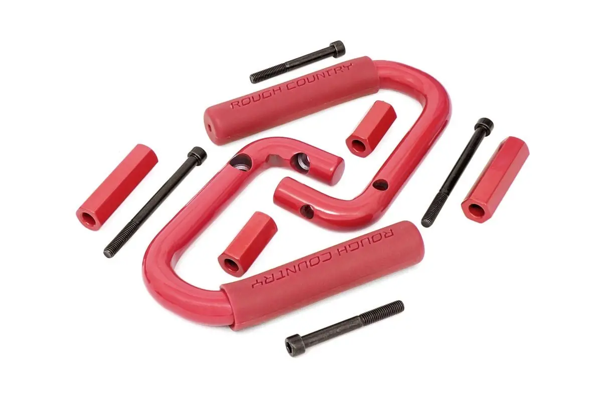 6501Red  -  Grab Handles - Steel - Front - Red - Jeep Wrangler Jk/Wrangler Unlimited (07-18) 1