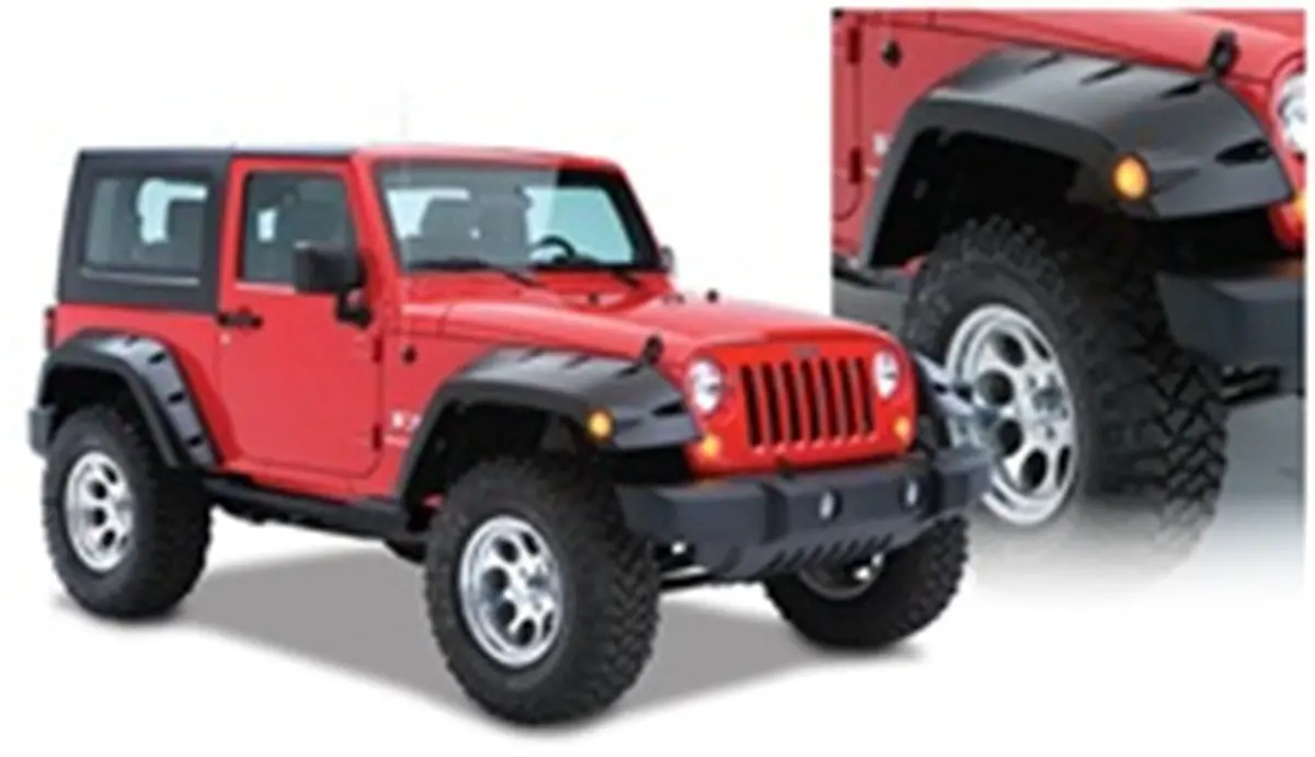 10045-02  -  Max Coverage Pocket/Rivet Style Fender Flares Black Smooth Finish 2-Piece Front 1