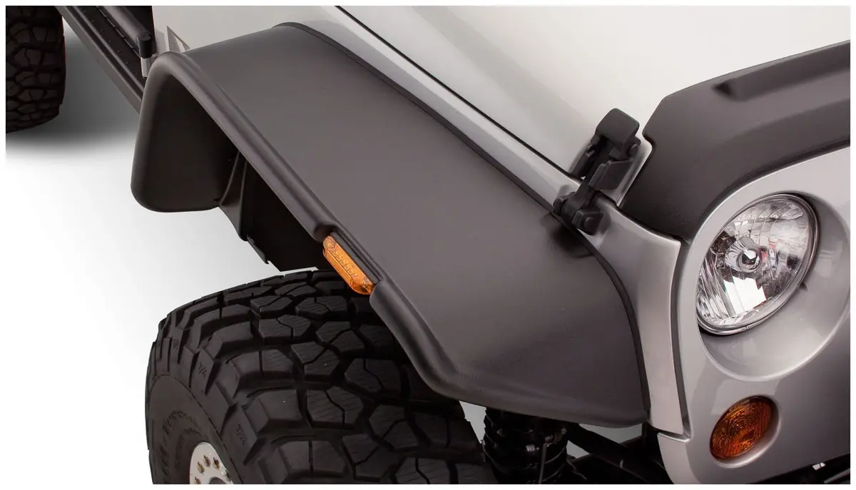 10053-07  -  Flat Style Fender Flares Black Textured Finish 2-Piece Front 1