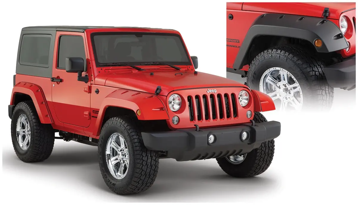 10077-02  -  Pocket/Rivet Style Fender Flares Black Smooth Finish 2-Piece Front 1