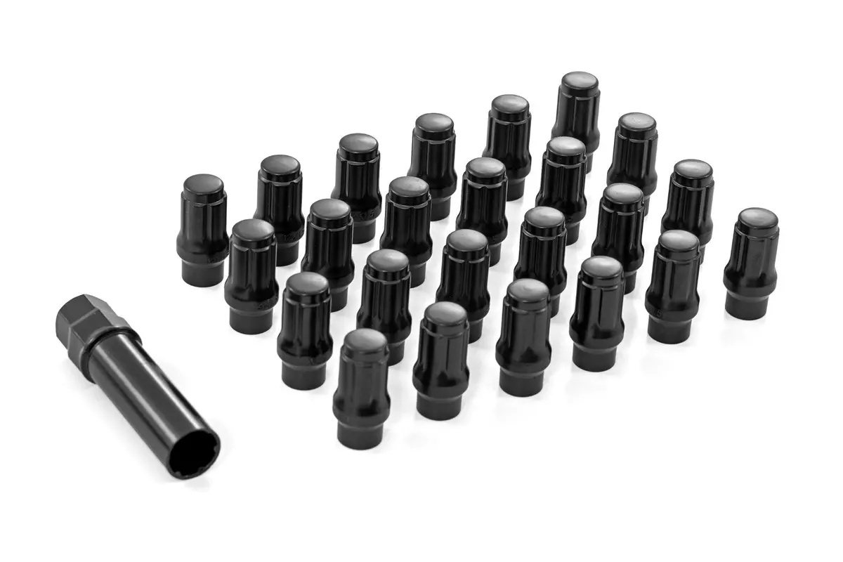 121524Blet  -  M12 X 1.5 Lug Nut Set Of 24 - Black - Closed End - Extended Thread 1