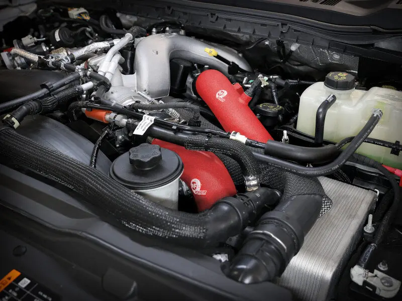 Afe 23-25 Ford F250/F350 Super Duty V8-6.7L Bladerunner Aluminum Hot & Cold Charge Pipe Kit - Red 2