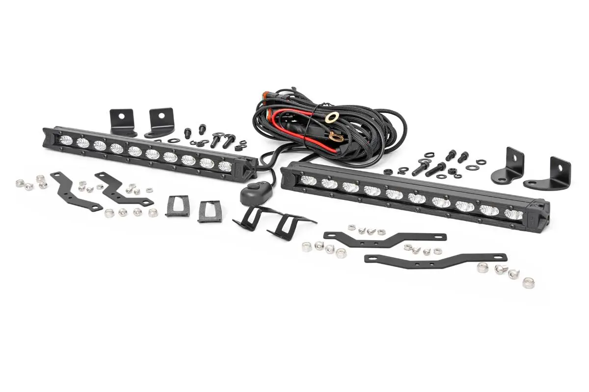70808  -  Led Light Kit - Grille Mount - 10" Black Slimline Pair - Ford F-150 (18-20) 1