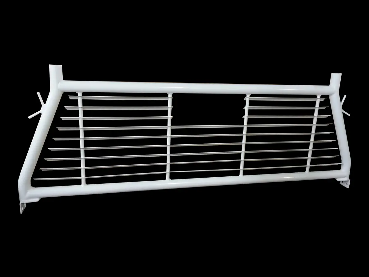 H0004w  -  Round Tube Louver Without Rear Cab Window Cut Out Powder Coated White Steel 1