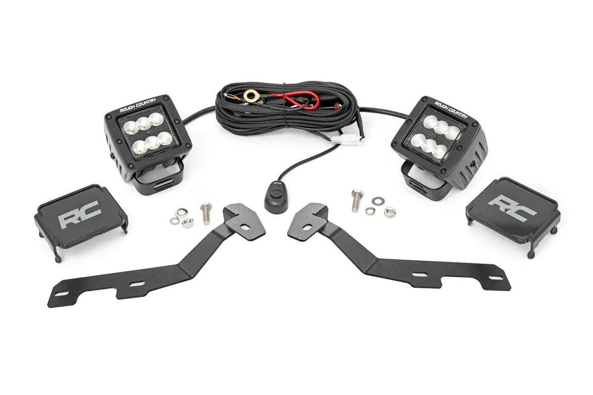 82291  -  Led Light Kit - Ditch Mount - 2" Black Pair - Flood - Ram 1500 2Wd/4Wd (19-25) 1