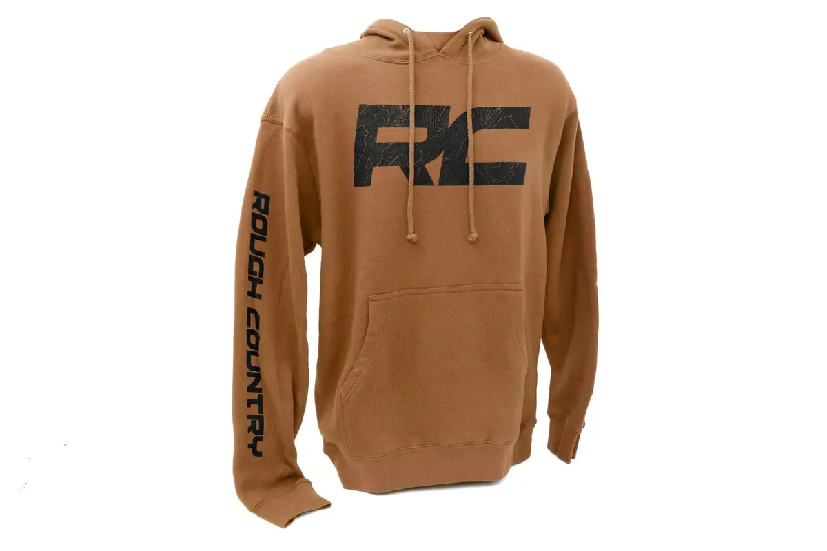 94095Md  -  Rough Country Hoodie - Rc Topographical Sleeve - Saddle - Md 1