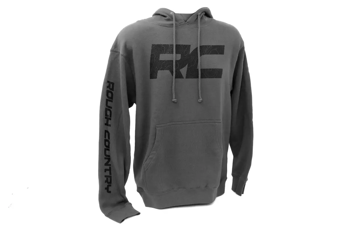 940943Xl  -  Rough Country Hoodie - Rc Topographical Sleeve - Charcoal - 3Xl 1