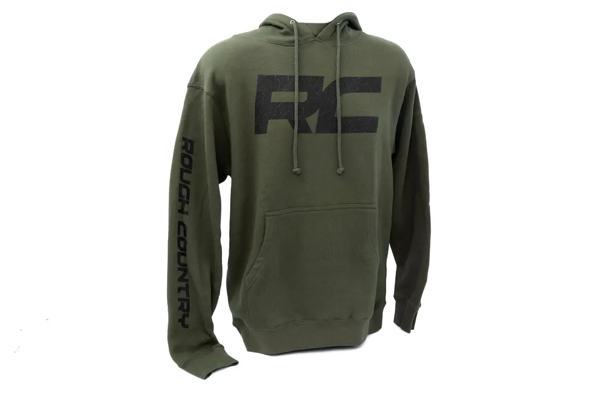 940962Xl  -  Rough Country Hoodie - Rc Topographical Sleeve - Army Green - 2Xl 1