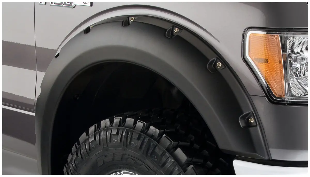 20083-02  -  Pocket/Rivet Style Fender Flares Black Smooth Finish 2-Piece Front 1