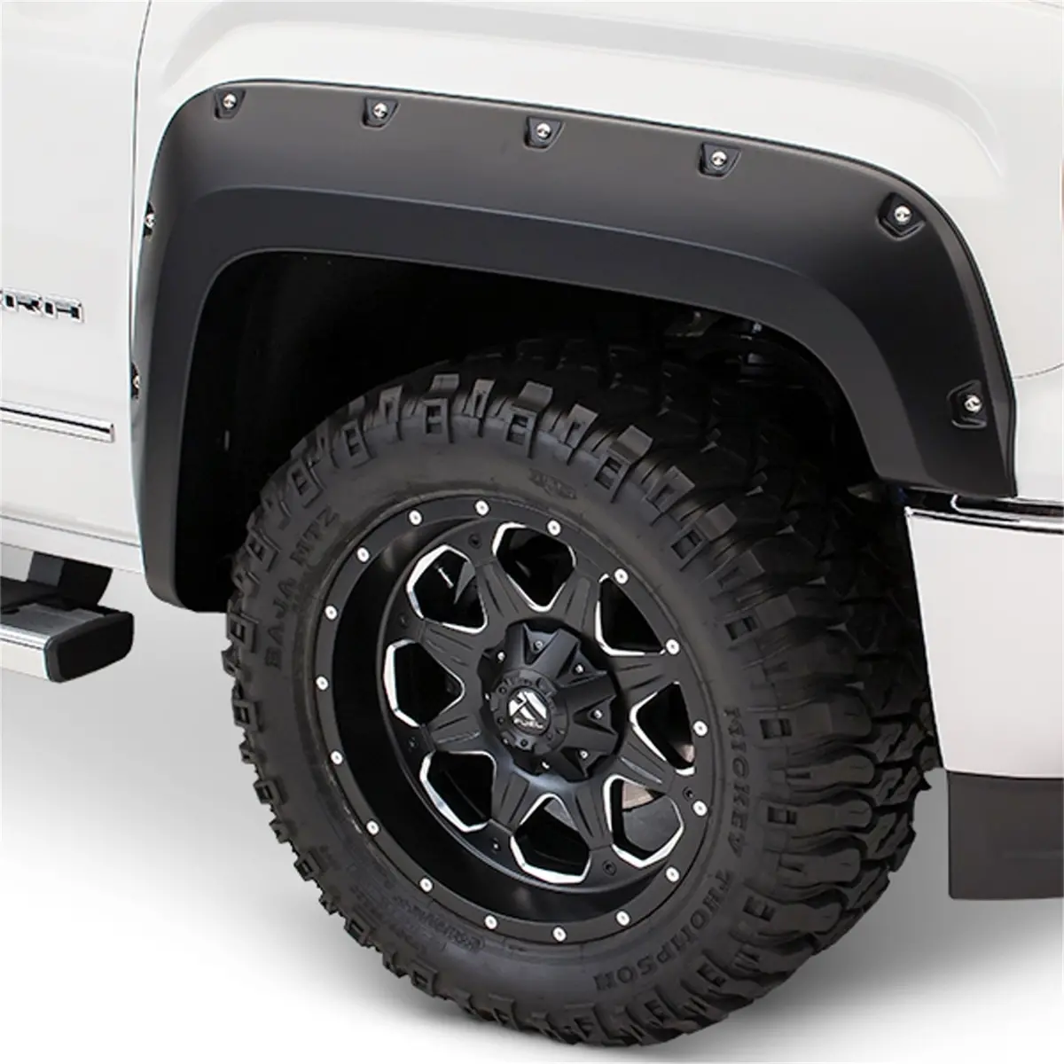 20105-02  -  Pocket/Rivet Style Fender Flares Black Smooth Finish 2-Piece Front 1