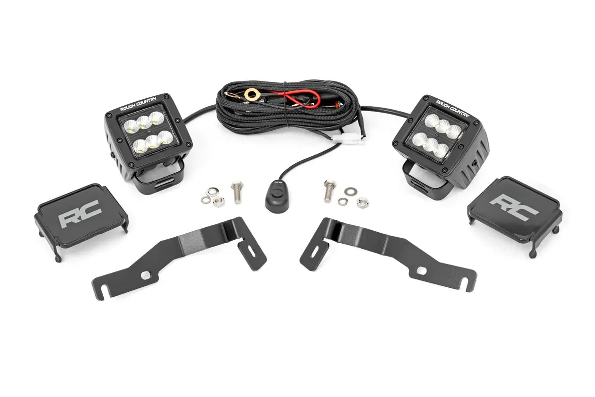 72102  -  Led Light Kit - Ditch Mount - 2" Black Pair - Flood - Toyota Tacoma (24-25) 2