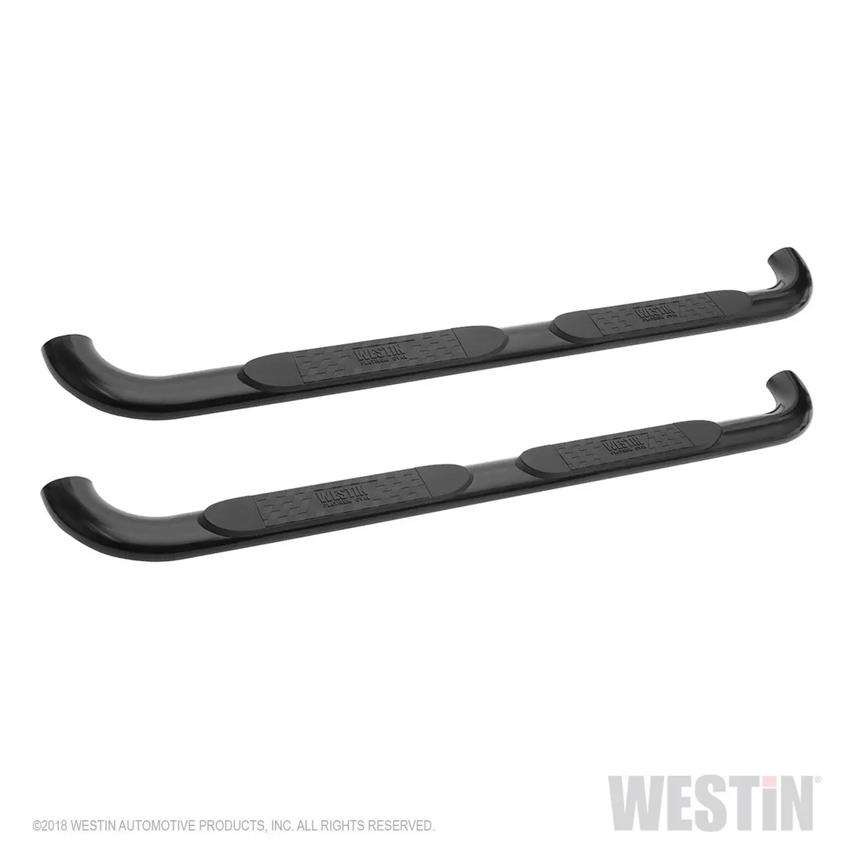 21-4085  -  Platinum 4 Oval Nerf Step Bars; Black; Steel; Mount Kit Included; Rocker Mount; 1