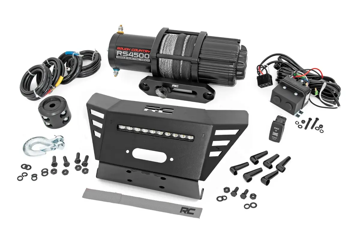 92079  -  Winch Plate - 4500-Lb Winch - 10" Black Slimline - Honda Pioneer 520 1