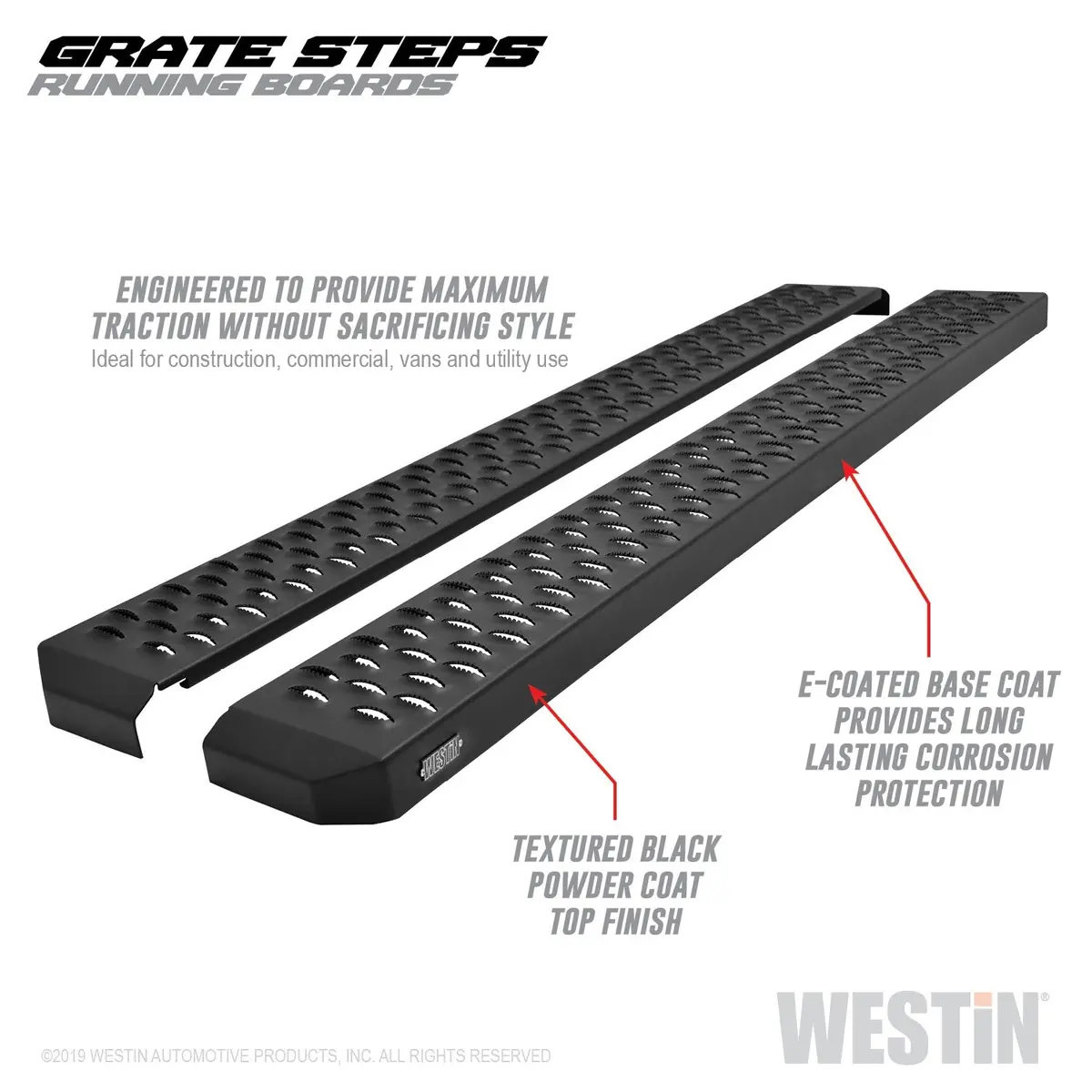 27-74705  -  Grate Steps Running Boards; Textured Black; 54 In.; Mount Kit Not Included; 1
