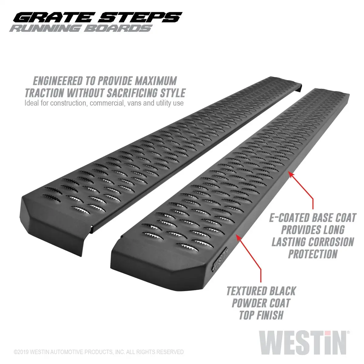 27-74715  -  Grate Steps Running Boards; Textured Black; 68 In.; Mount Kit Not Included; 1