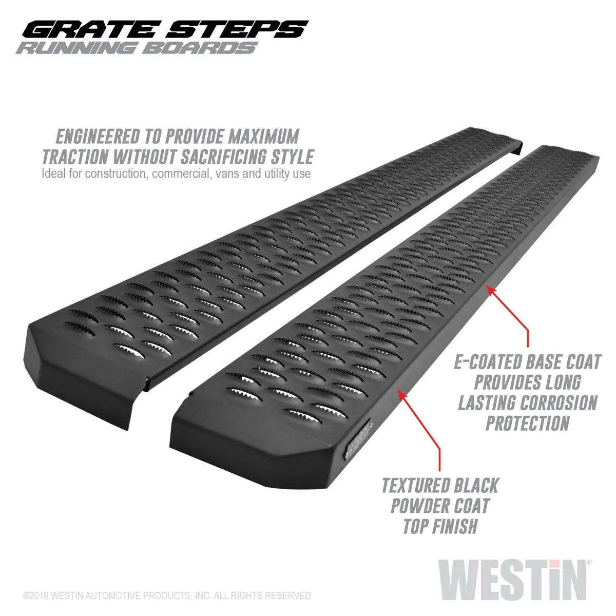 27-74725  -  Grate Steps Running Boards; Textured Black; 75 In.; Mount Kit Not Included; 1
