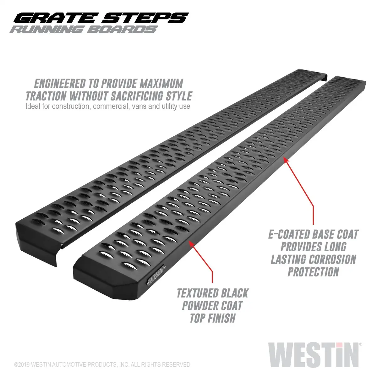 27-74735  -  Grate Steps Running Boards; Textured Black; 79 In.; Mount Kit Not Included; 1