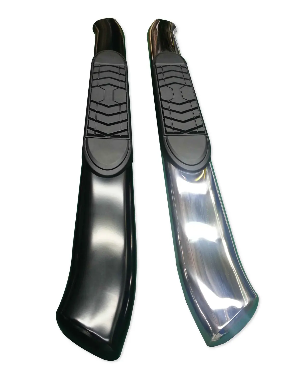 G5006  -  Sample Of 5 In Oval Bent Pol Stain Steel And Black Side Bars And Display Rack 1