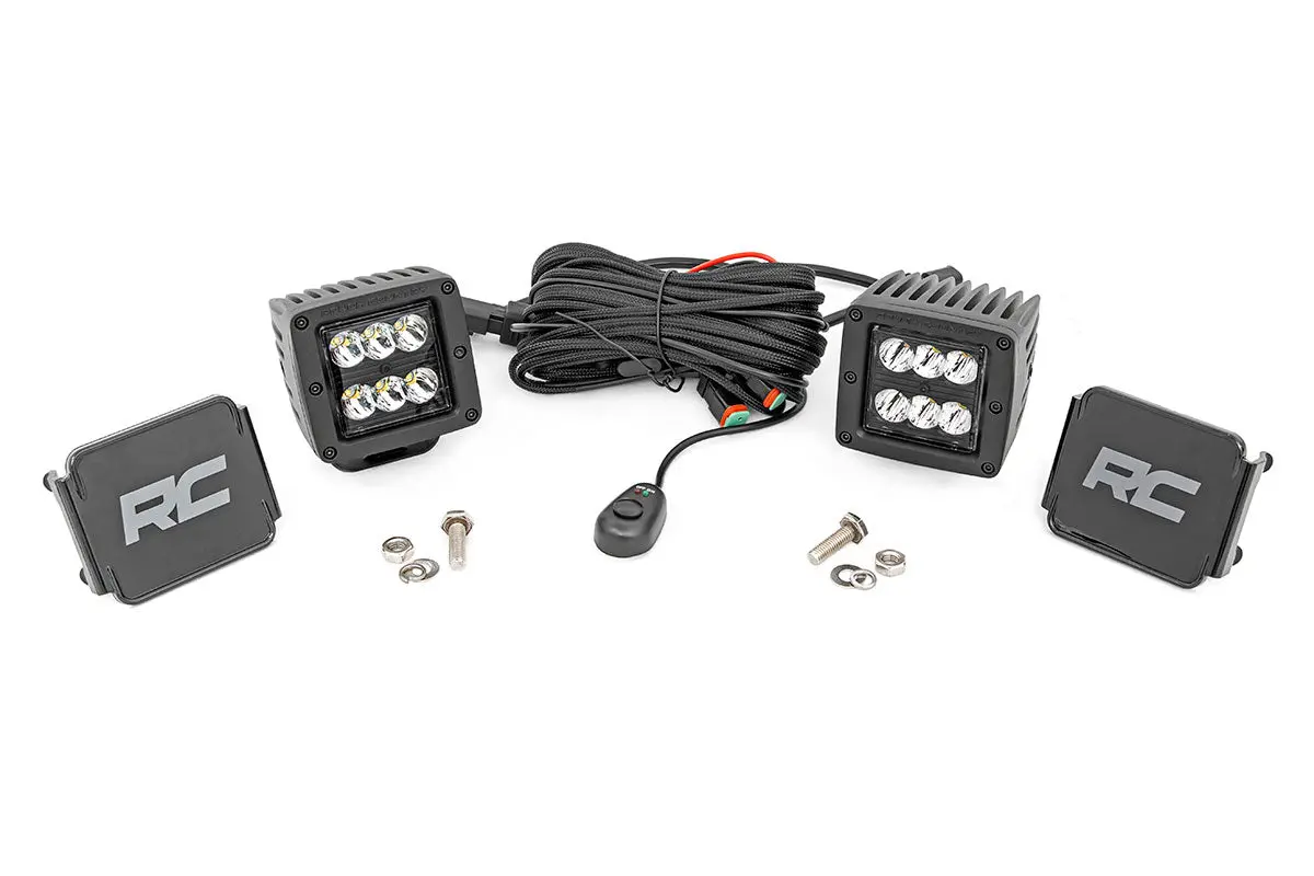 70903Bl  -  2 Inch Black Series Led Light Pods - Spot - Square 1