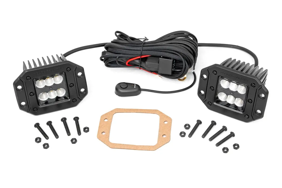 70113Bl  -  2 Inch Black Series Led Light Pods  - Pair - Flood - Flush Mount 1