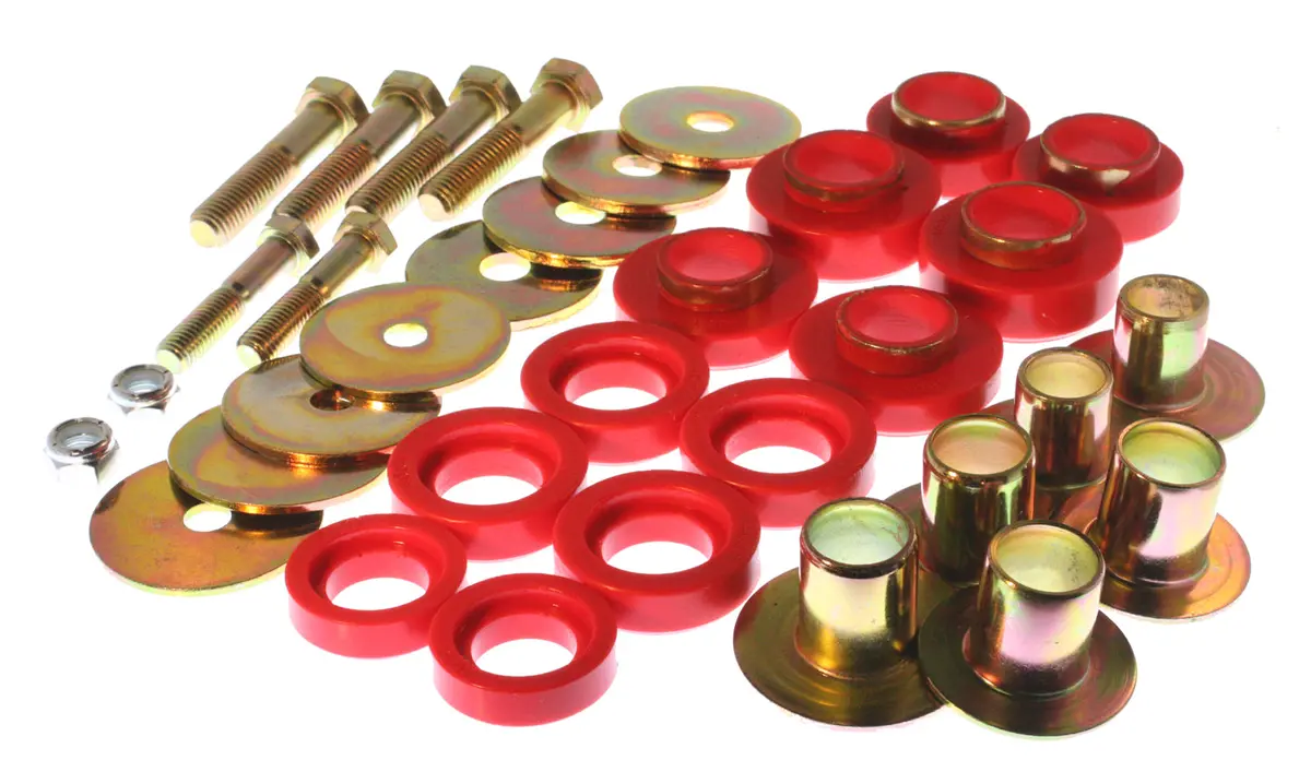 3.4142R  -  Body Mount Set; Red; Performance Polyurethane; Complete Body/Subframe Mount; 1