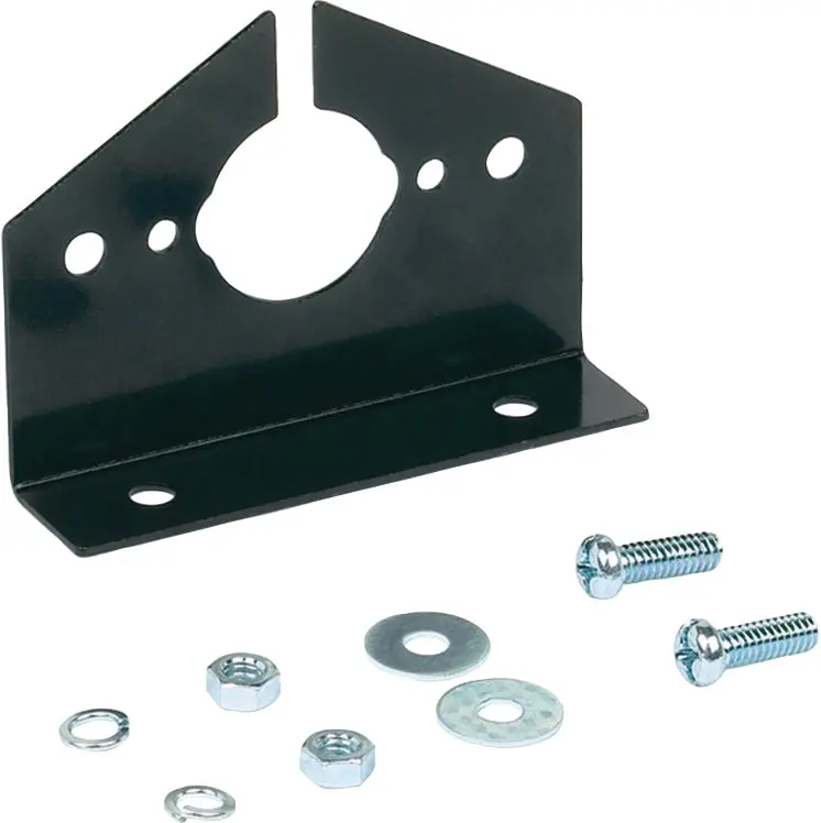 32582  -  For 7 Rv Blade & 6 Pole Rnd Vehicle Socket Bolt-On 90 Deg Bend Black Sgl Bagged 1