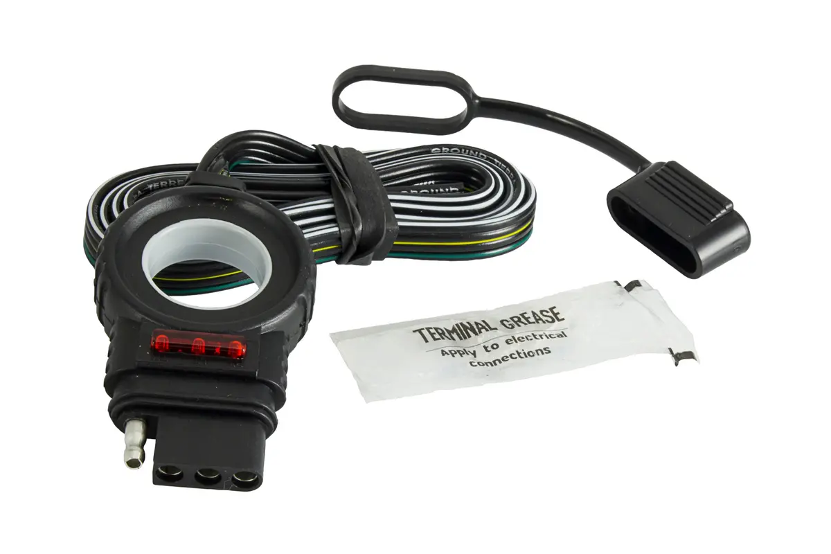 33063  -  4 Wire Flat Plug With Finger Pull 48 Inch Length With Led Test Vehicle End 1