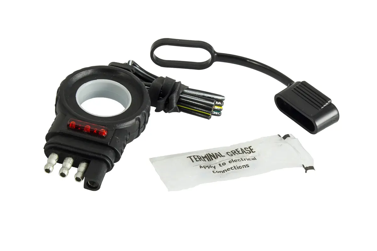33065  -  4 Flat Plug With Finger Pull 12 Inch Length With Led Test Trailer End 1