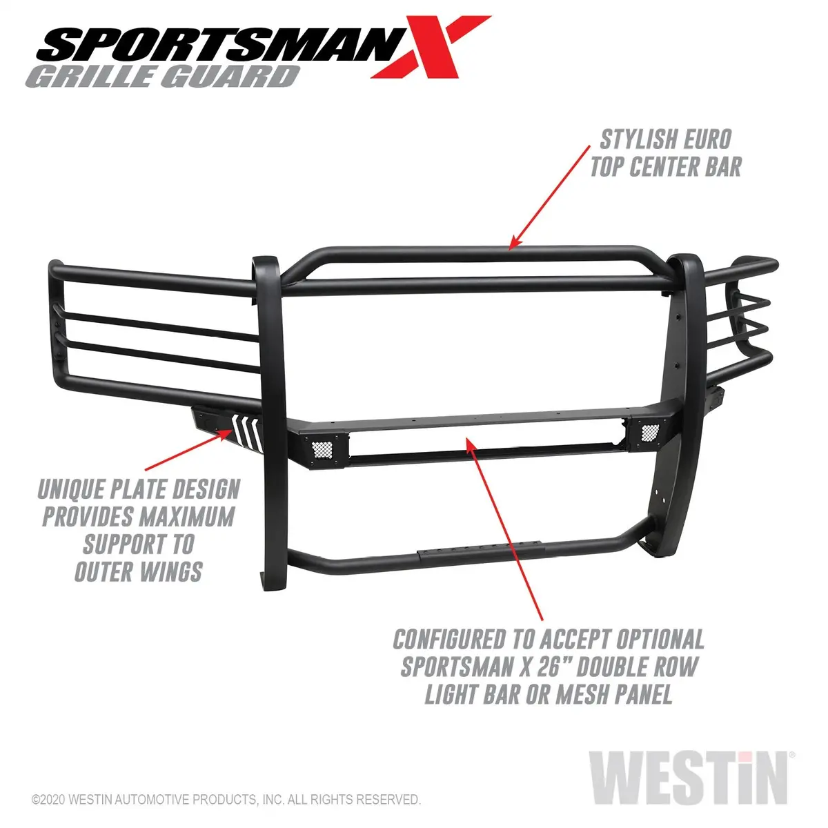 40-34025  -  Sportsman X Grille Guard; Textured Black; 1