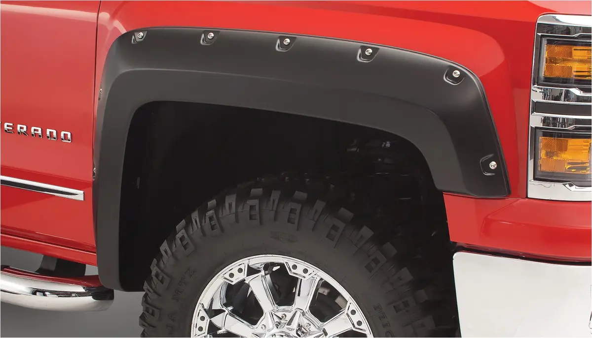 40119-02  -  Pocket/Rivet Style Fender Flares Black Smooth Finish 2-Piece Front 1