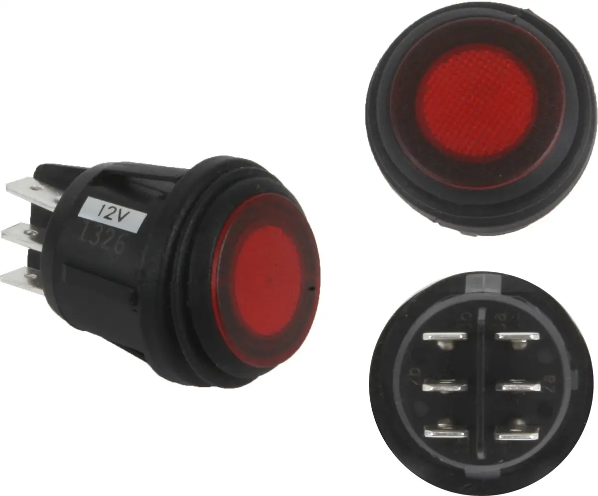 40181  -  3 Position Rocker Switch (On/Off/Backlight), Red, Single 1