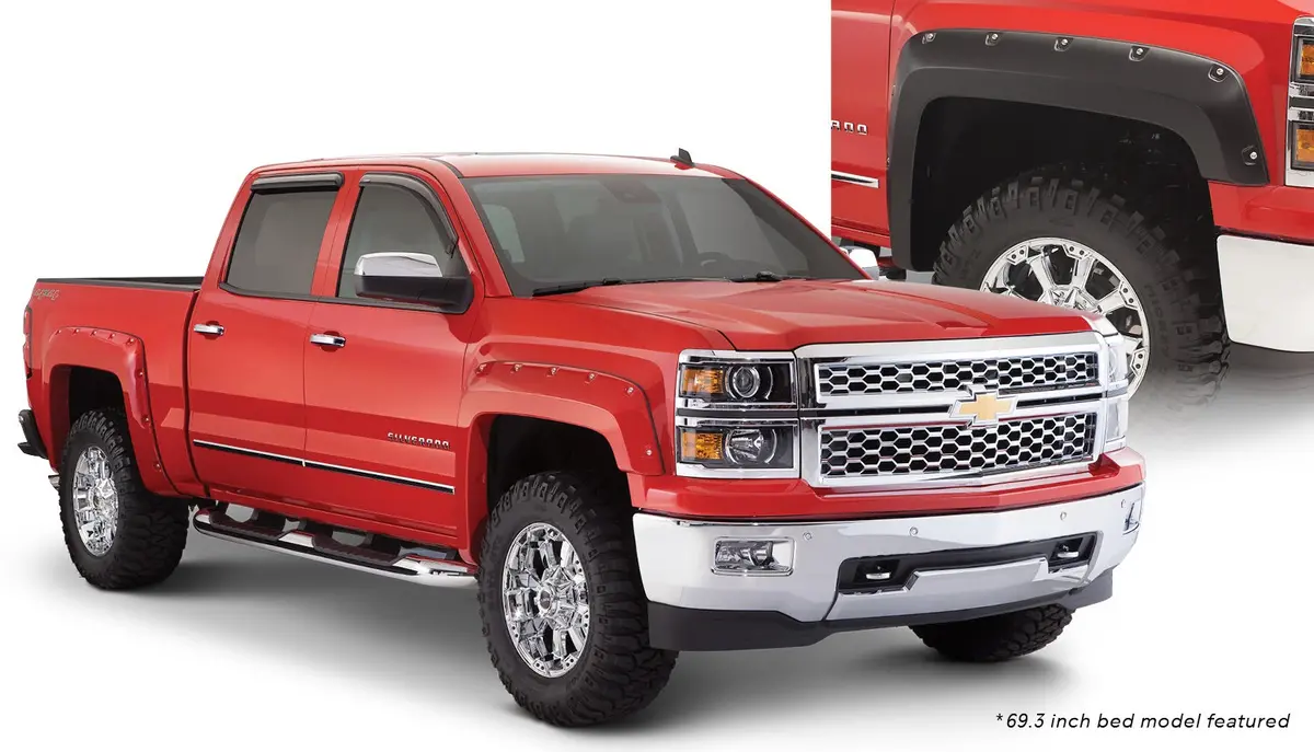 40957-02  -  Pocket/Rivet Style Fender Flares Black Smooth Finish 4-Piece Set 1