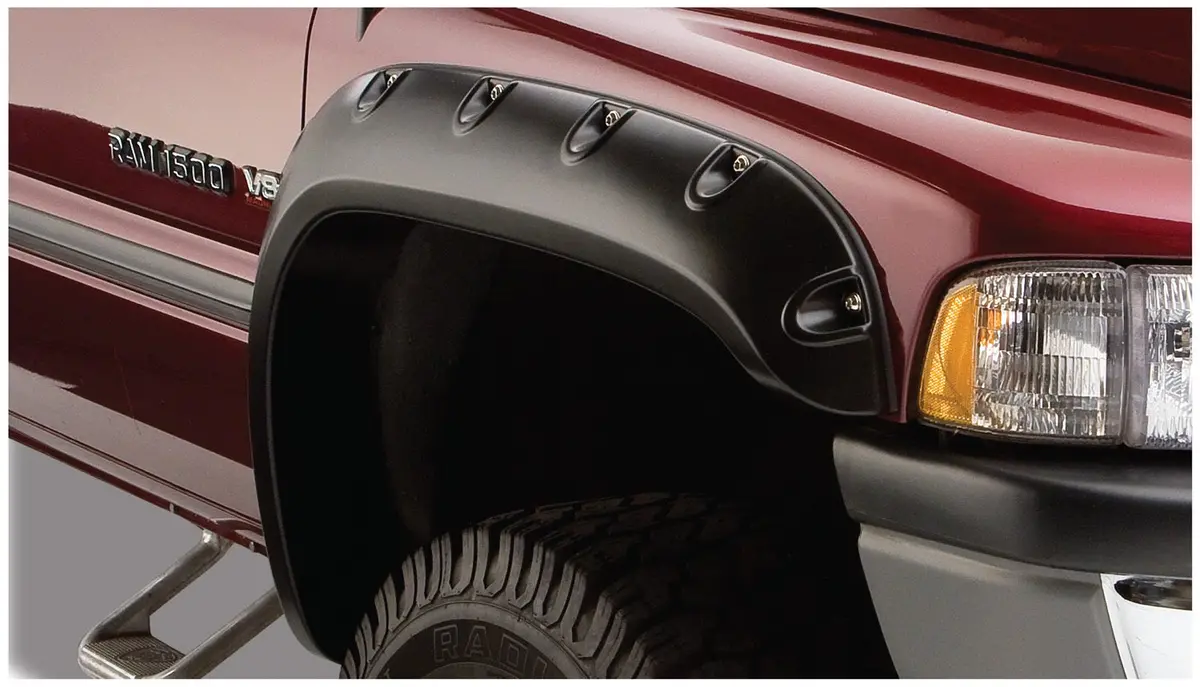 50029-02  -  Pocket/Rivet Style Fender Flares Black Smooth Finish 2-Piece Front 1