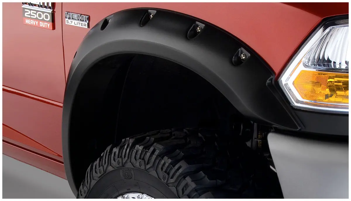 50047-02  -  Pocket/Rivet Style Fender Flares Black Smooth Finish 2-Piece Front 1