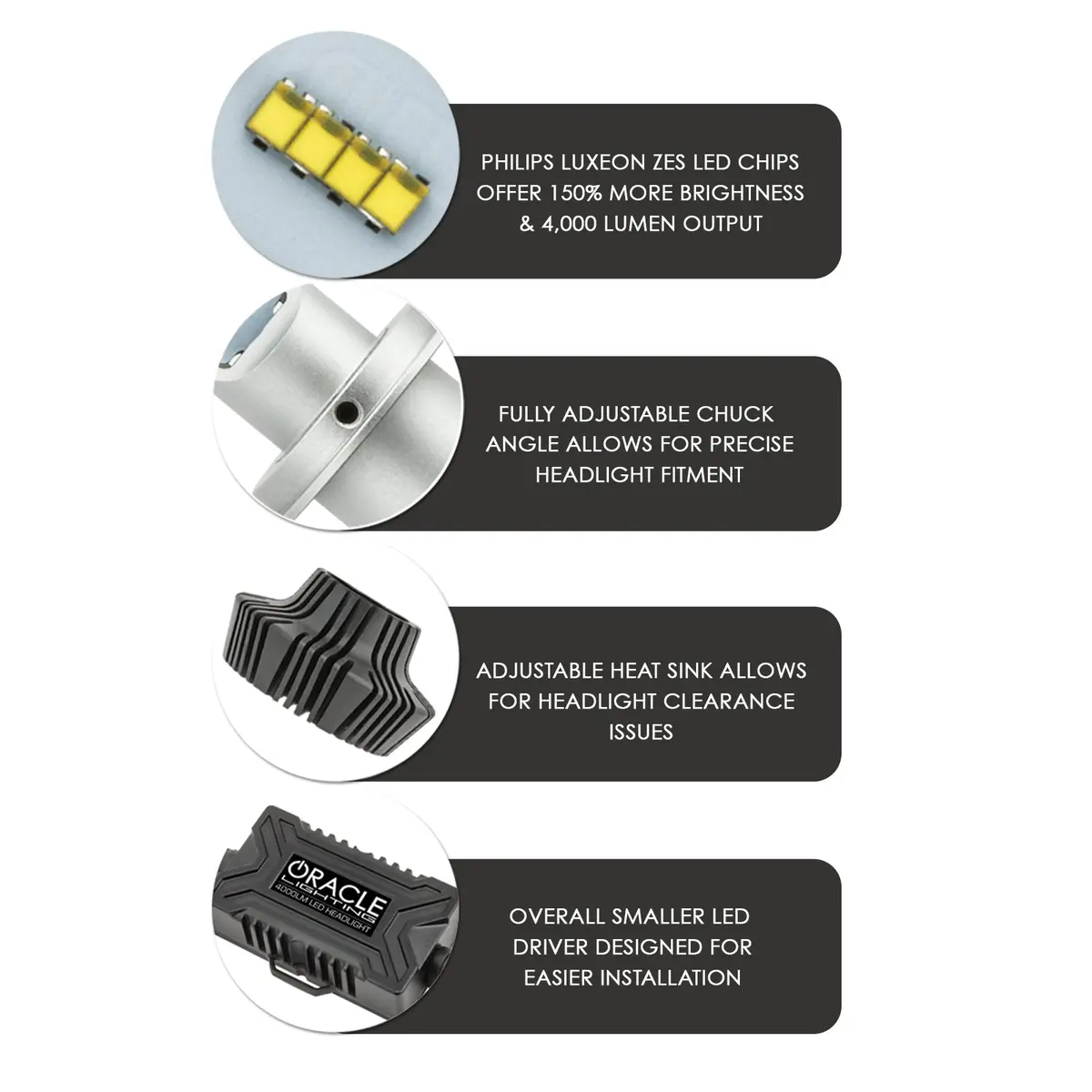 5243-001  -  H1 4,000+ Lumen Led Headlight Bulbs, Pair 1