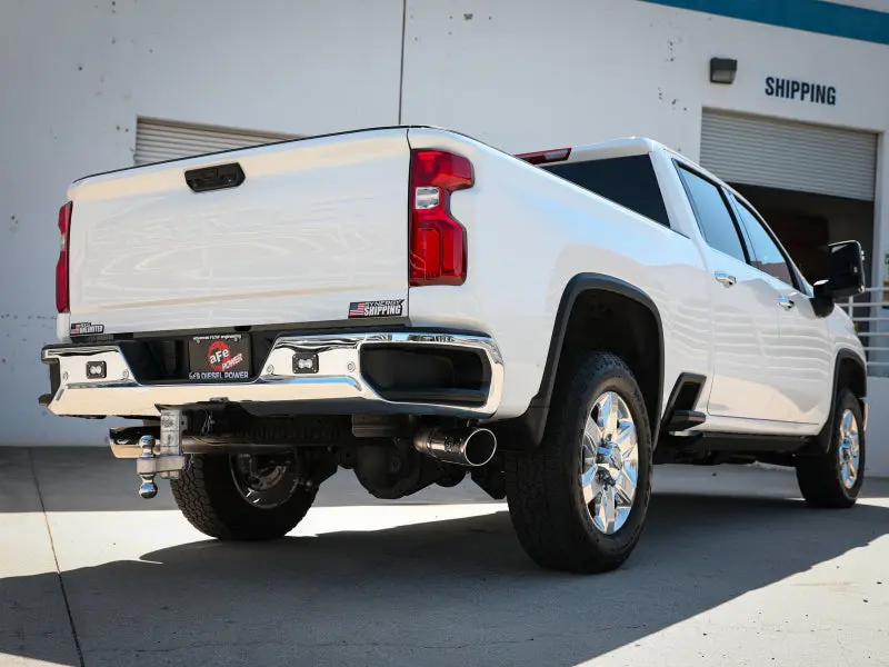 Afe Large Bore-Hd 4In 409Ss Dpf-Back Exhaust System W/Polished Tips 20 Gm Diesel Trucks V8-6.6L 2