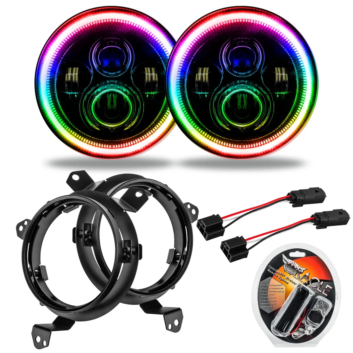 5769J-330  -  7 In. High Powered Led Headlights, Colorshift, Pair 1