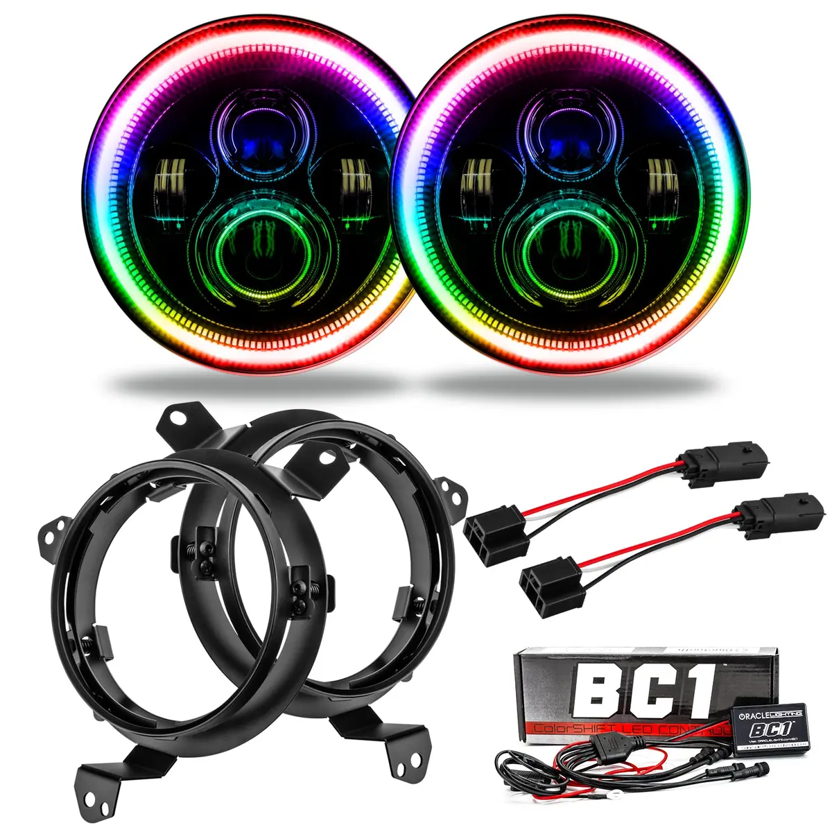 5769J-335  -  7 In. High Powered Led Headlights, Colorshift(Tm) - Bc1, Pair 1