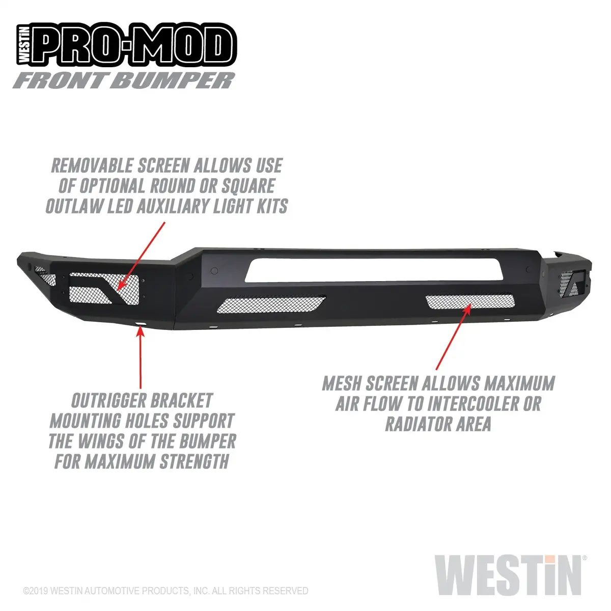 58-41075 - Pro-Mod Front Bumper; Textured Black; 2