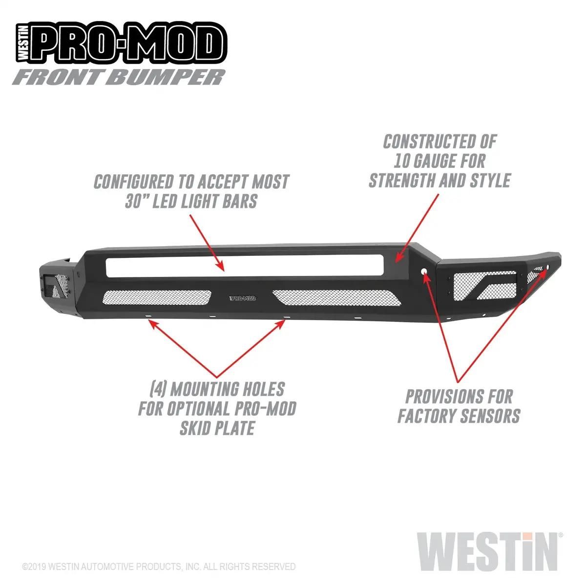 58-41225  -  Pro-Mod Front Bumper; Textured Black; 1