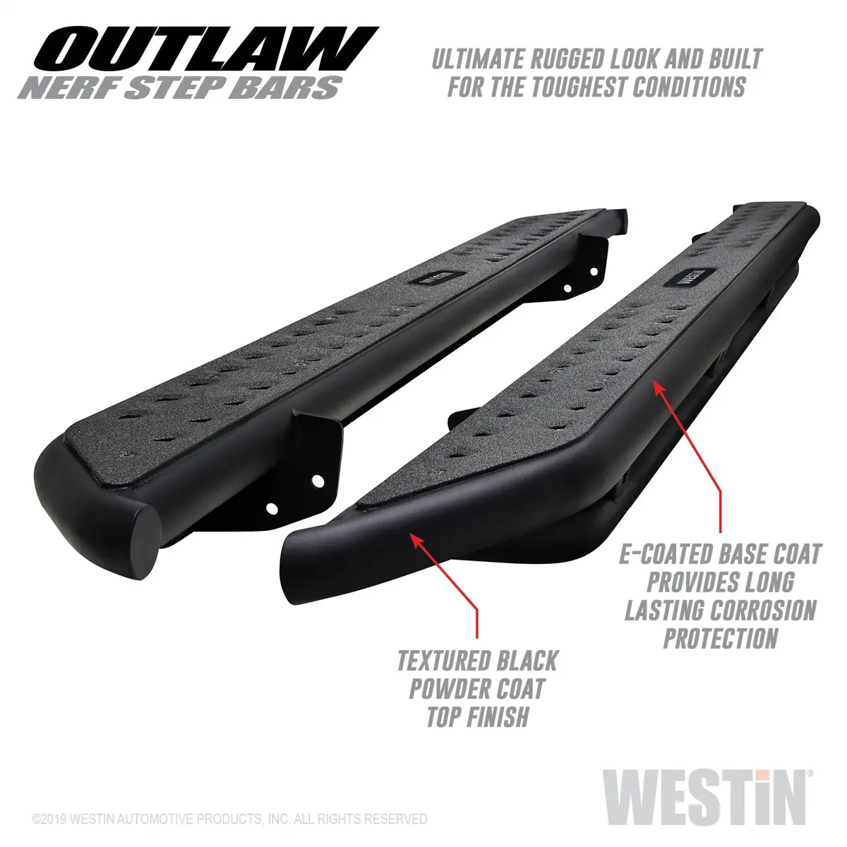 58-53935  -  Outlaw Nerf Step Bars; Textured Black; For Super Cab; 1