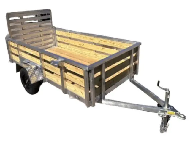 5X10 Aluminum Utility Trailer With 3 Board Wood Sides 24In Tall - Quality Steel And Aluminum  - Model 6210Alslsa3.5Kw/Hs 1