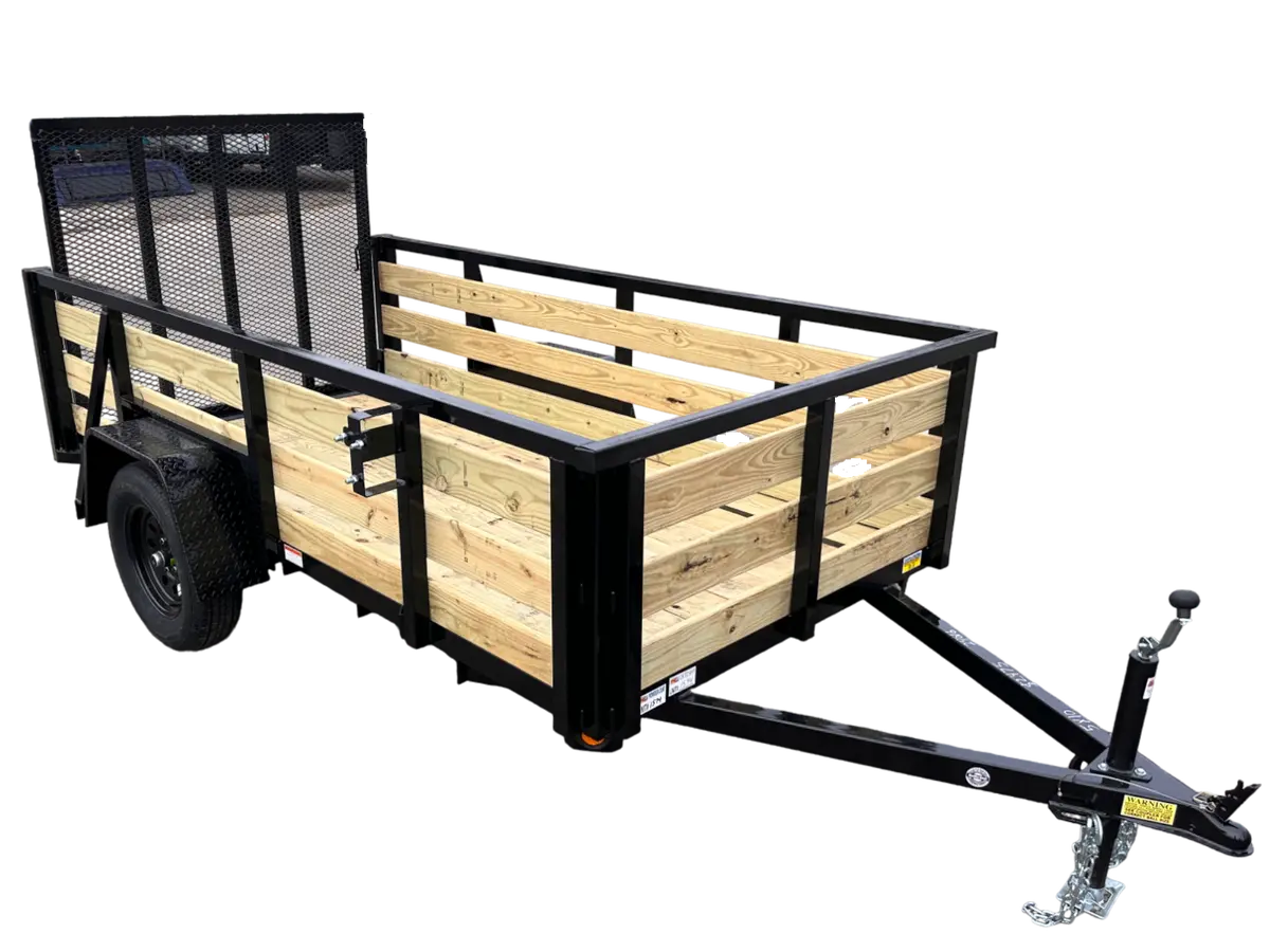 5X8 Utility Trailer With 3 Board Wood Sides 24In Tall - Quality Steel And Aluminum  - Model 628Ansa3.5Kw/Hs 1