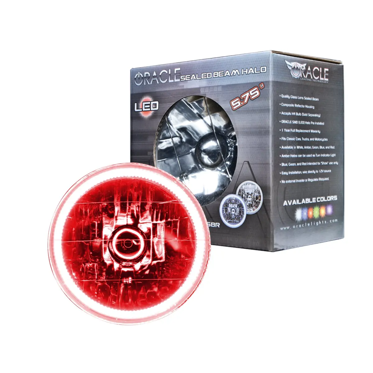 6904-003  -  Oracle Lighting Pre-Installed Lights 5.75 In. Sealed Beam - Red Halo 1