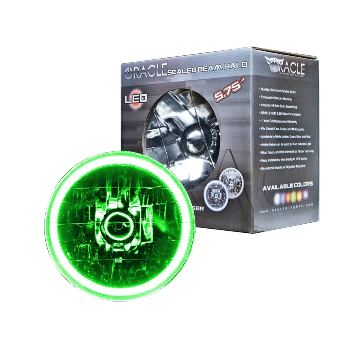 6904-004  -  Oracle Lighting Pre-Installed Lights 5.75 In. Sealed Beam - Green Halo 1