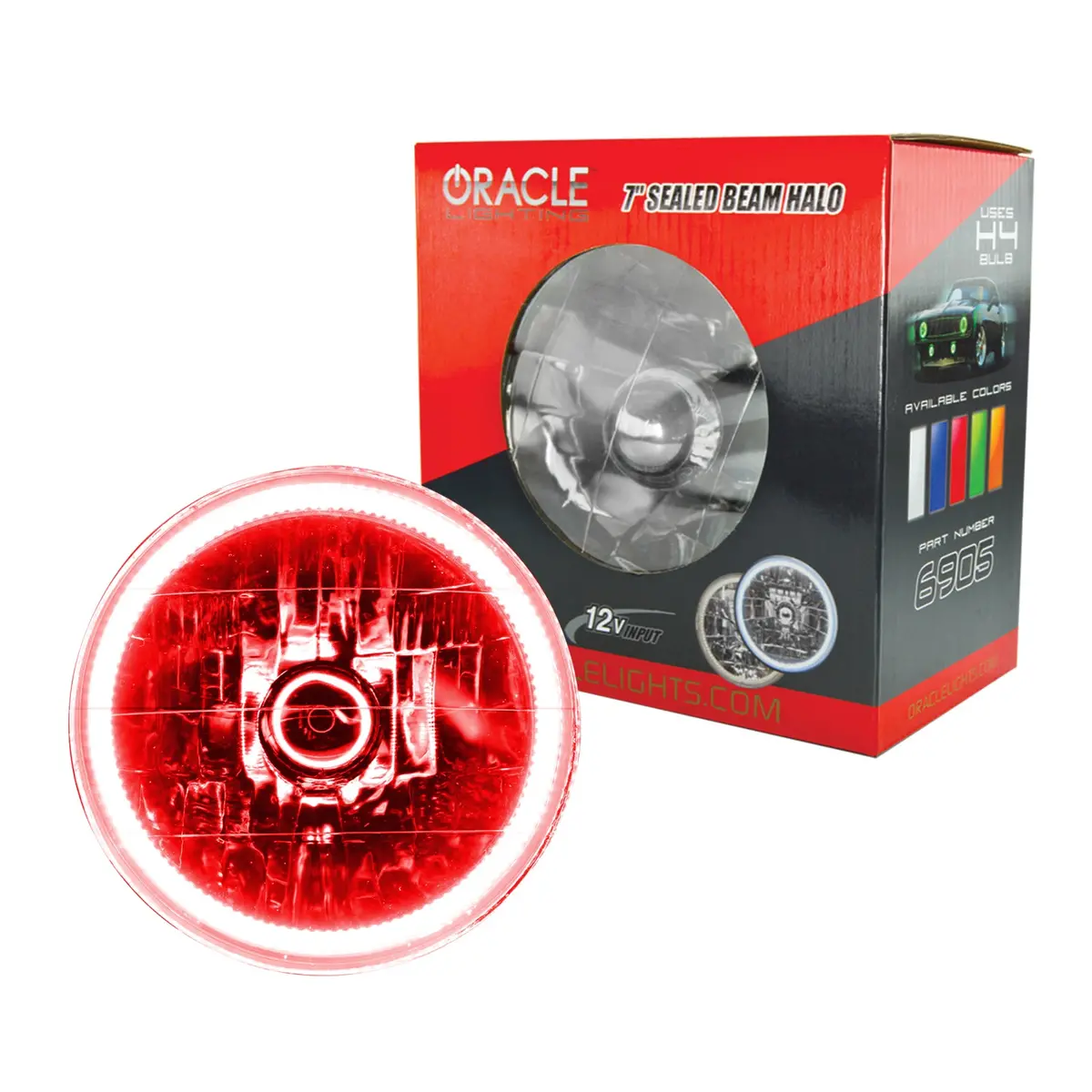 6905-003  -  Pre-Installed Lights 7 In. Sealed Beam - Red Halo 1