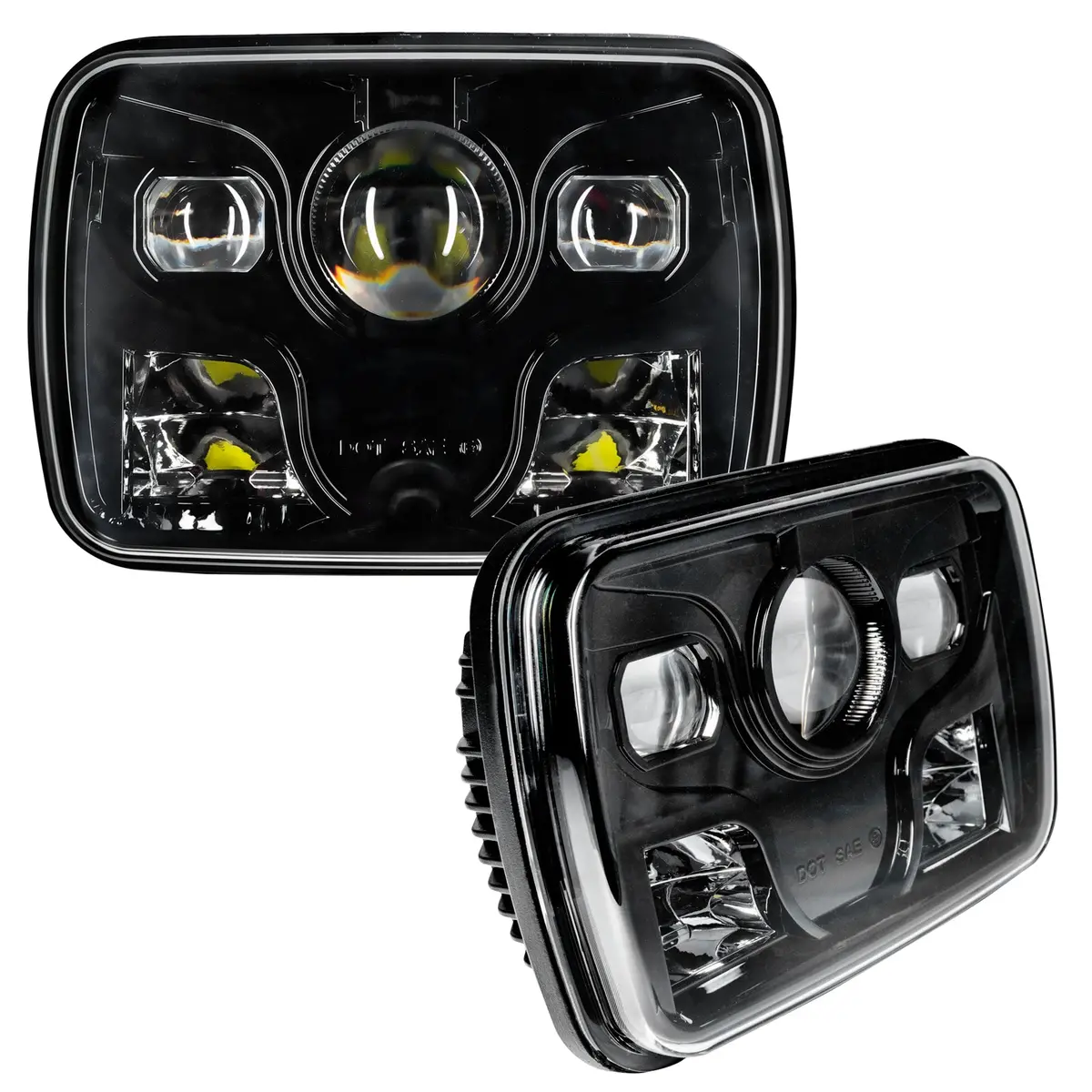 6919-001  -  7X6 In. 40W Replacement Led Headlight, Black Bezel, 6000K, Pair 1