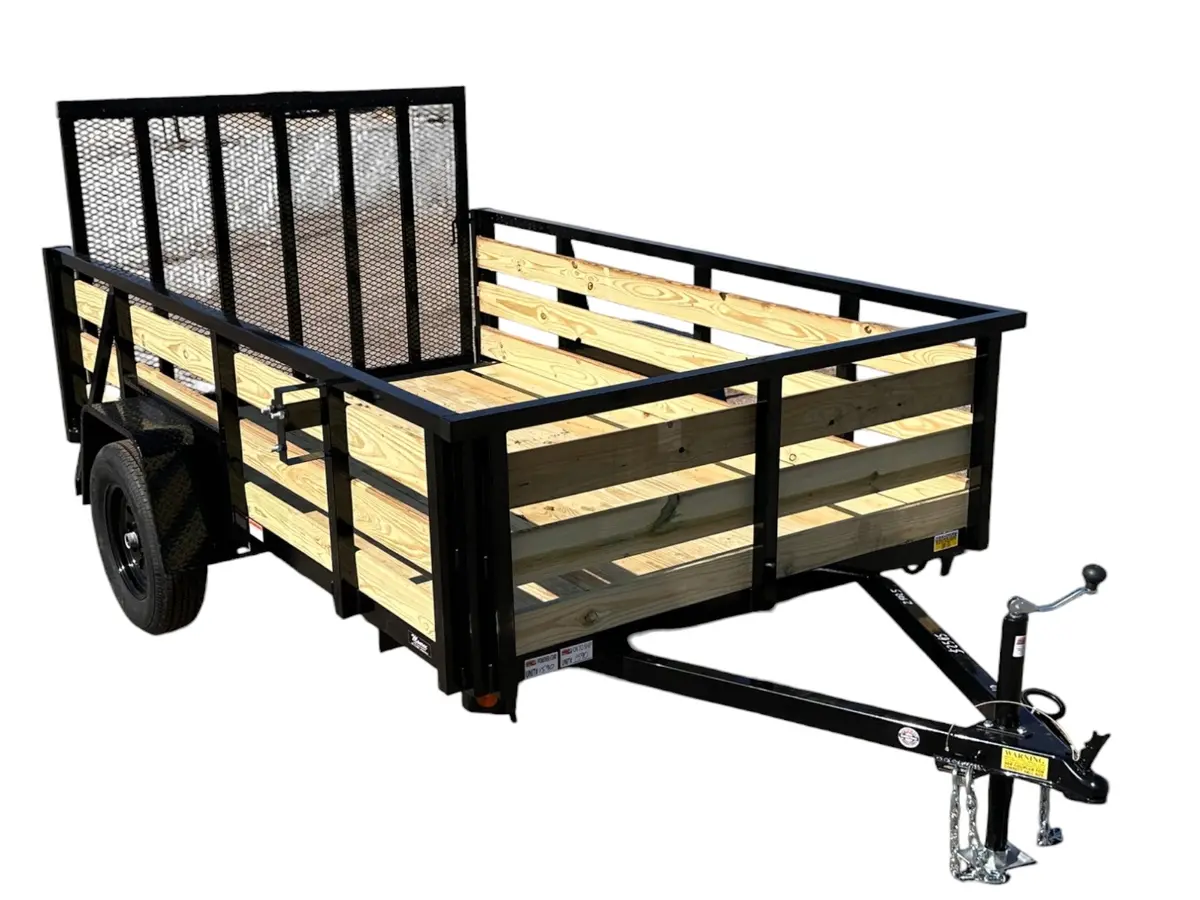 6X14 Utility Trailer With 3 Board Wood Sides 24In Tall - Quality Steel And Aluminum  - Model 7414An3.5Ksaw/Hs 1