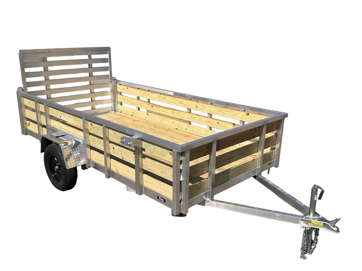 6X12 Aluminum Utility Trailer With 3 Board Wood Sides 24In Tall - Quality Steel And Aluminum  - Model 7412Alsl3.5Ksaw/Hs 1